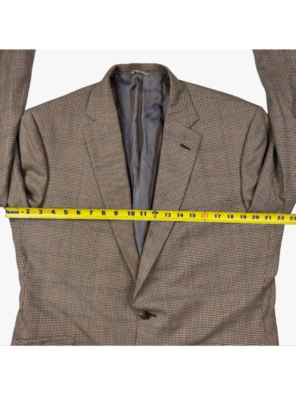 Innocenti Men’s Bespoke Custom Surgeons Cuffs Blazer Brown Windowpane • 44R